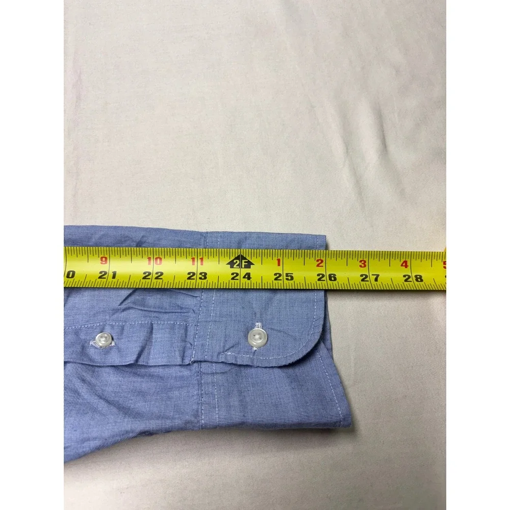 J. Crew Secret‎ Wash Shirt Mens Large Blue Organic Cotton Stretch Untucked Fit